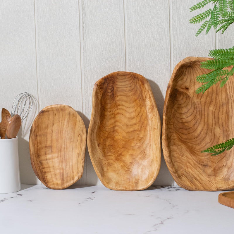 Cospring Root Wood Dish, Party Platter and Tray for Sandwich Bread Serving, appetizer display, Vintage ring dish, Hand Carved Artworks (8 inch - 10 inch) - Image 3